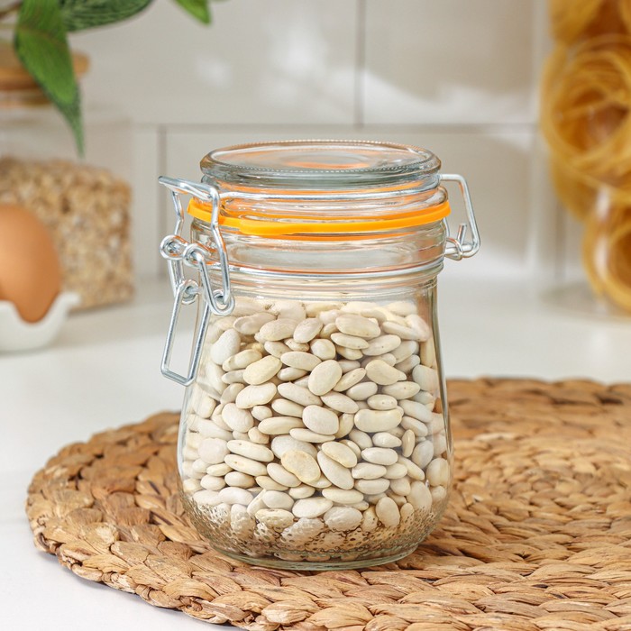 Банка для сыпучих продуктов Optima, 500 мл, с бугельным замком, ПРОЗРАЧНОЕ силиконовое кольцо - Фото 1
