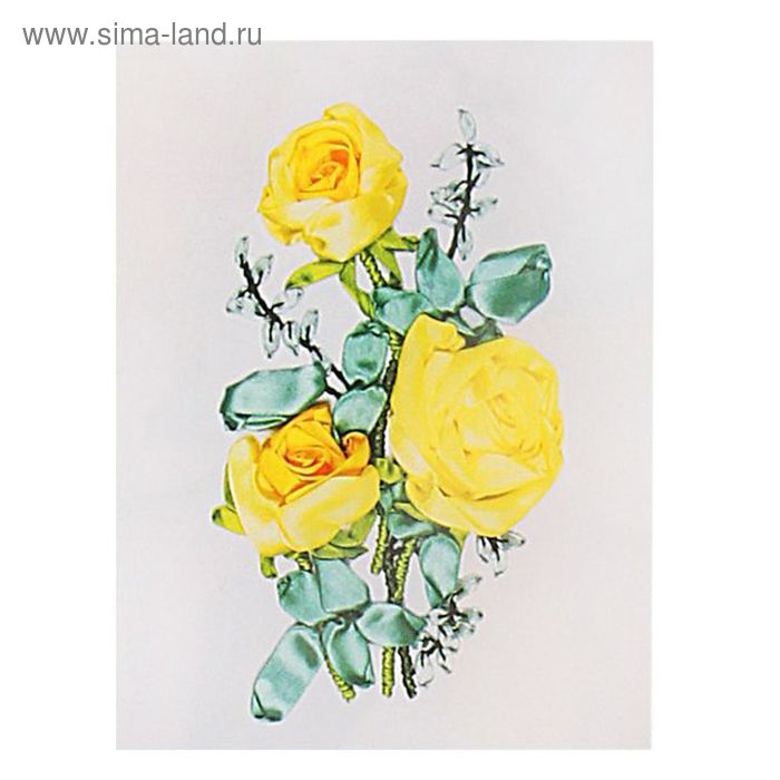 Набор для вышивания лентами "Розы желтые" размер основы 30*30 см - Фото 1