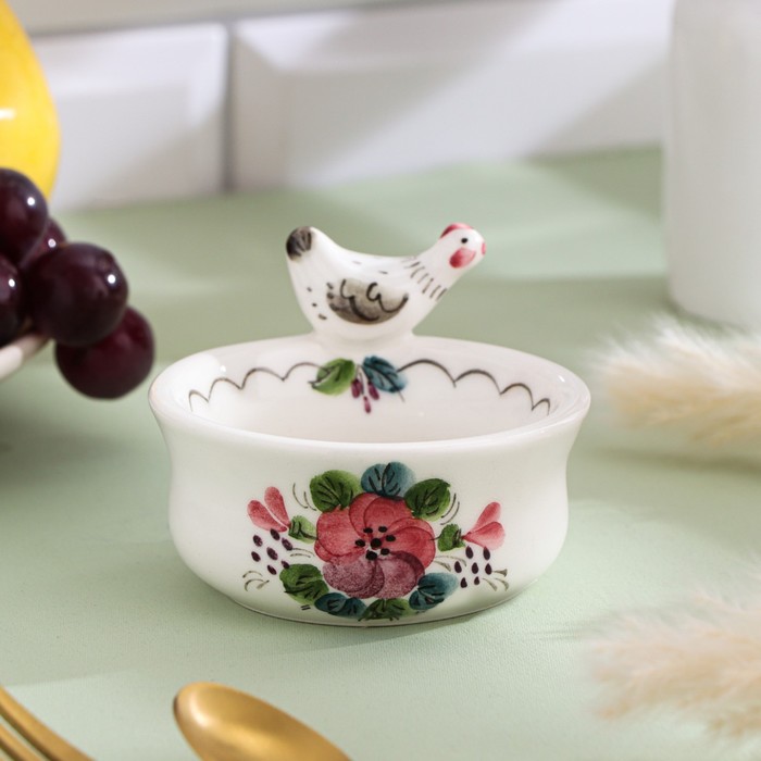 Солонка «Курочка», 7.5×7.5×6 см, 70 мл, 1 сорт, автор Верченко Н.П.. - Фото 1