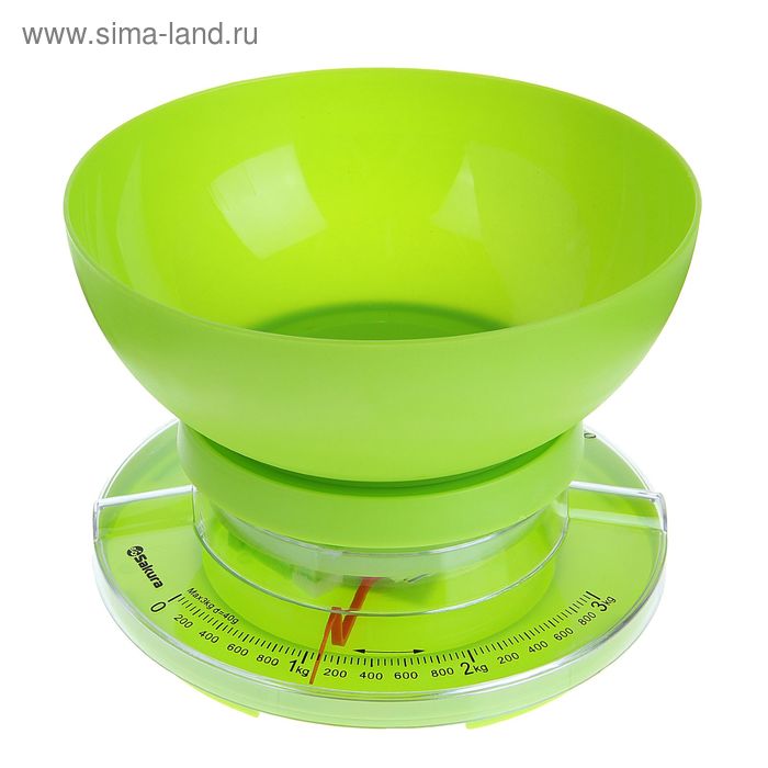 Весы кухонные Sakura SA-6008GR, механические, до 3 кг, зеленые - Фото 1