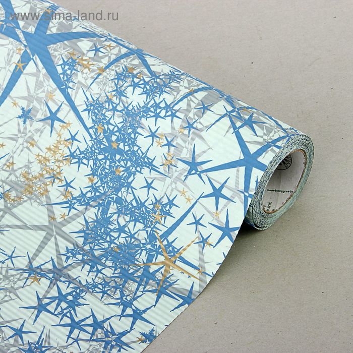 Бумага упаковочная крафт "Звездное небо", сине-серебрянный-золотой, 0.5 х 10 м - Фото 1