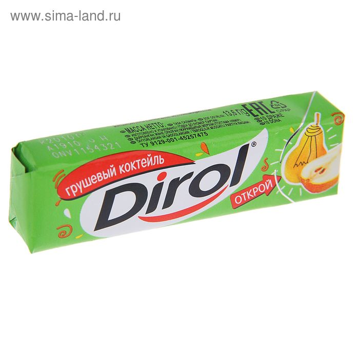 Жевательная резинка Dirol Грушевый коктейль, 13,6г. - Фото 1