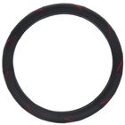 Оплётка на руль Luazon, рremium, 38см, натуральная кожа, черный с прострочкой - Фото 1