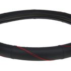 Оплётка на руль Luazon, рremium, 38см, натуральная кожа, черный с прострочкой - Фото 2