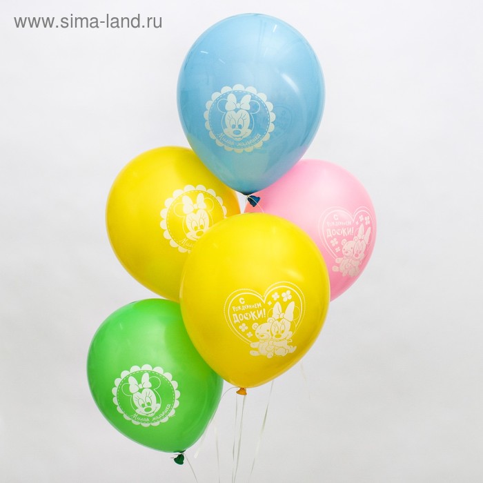 Воздушные шары «С рождением дочки», Минни Маус, 5 шт., 12" - Фото 1