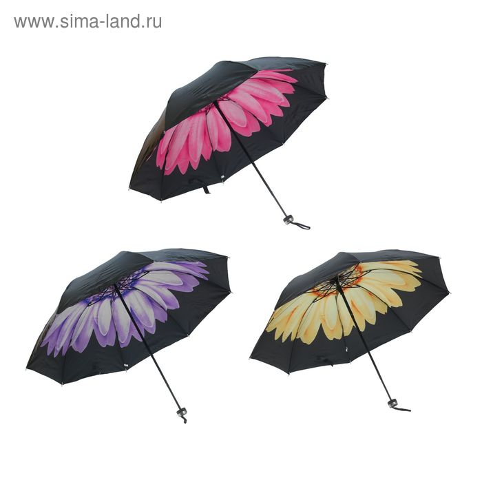 Зонт механический "Герберы", R=46,5см, цвет МИКС - Фото 1