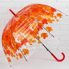Зонт - трость полуавтоматический «Листопад», 8 спиц, R = 40 см, цвет оранжевый - Фото 1