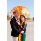 Зонт - трость полуавтоматический «Листопад», 8 спиц, R = 40 см, цвет оранжевый - Фото 2