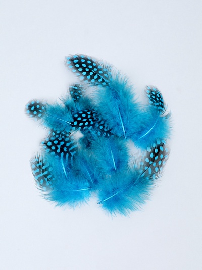 Набор перьев для декора 10 шт., размер 1 шт.: 5×2 см, цвет бирюзовый с чёрным