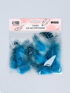 Набор перьев для декора 10 шт., размер 1 шт.: 5×2 см, цвет бирюзовый с чёрным - Фото 4