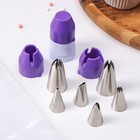 Набор кондитерский Доляна «Радость», 13 предметов: 6 насадок, 5 кондитерских мешков, адаптер, насадки и цвет МИКС - Фото 3