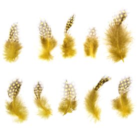 Набор перьев для декора 10 шт., размер 1 шт: 5 × 2 см, цвет жёлтый с коричневым Ош