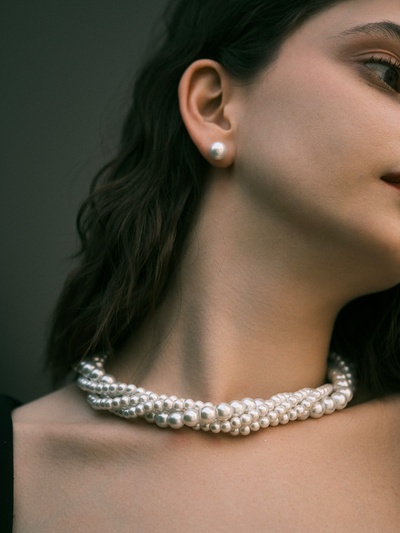 Набор 2 предмета: серьги, шар d=1, бусы «Жемчужный жгут», цвет белый, 45 см