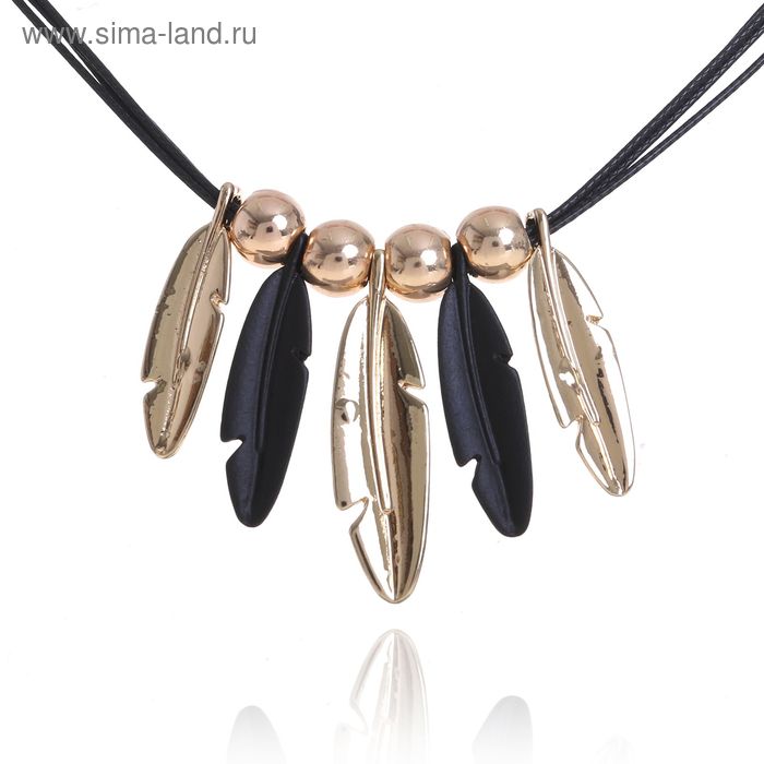 Колье «Перья», цвет черный в золоте, 45см - Фото 1
