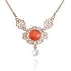 Колье «Круг» ажурный с каплей, цвет красный в золоте - Фото 1