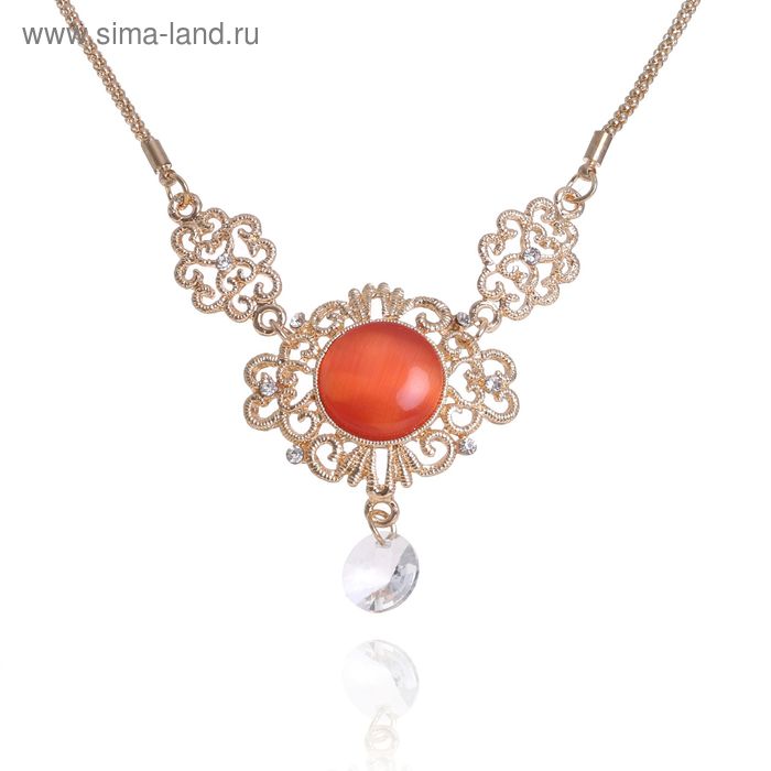 Колье «Круг» ажурный с каплей, цвет красный в золоте - Фото 1