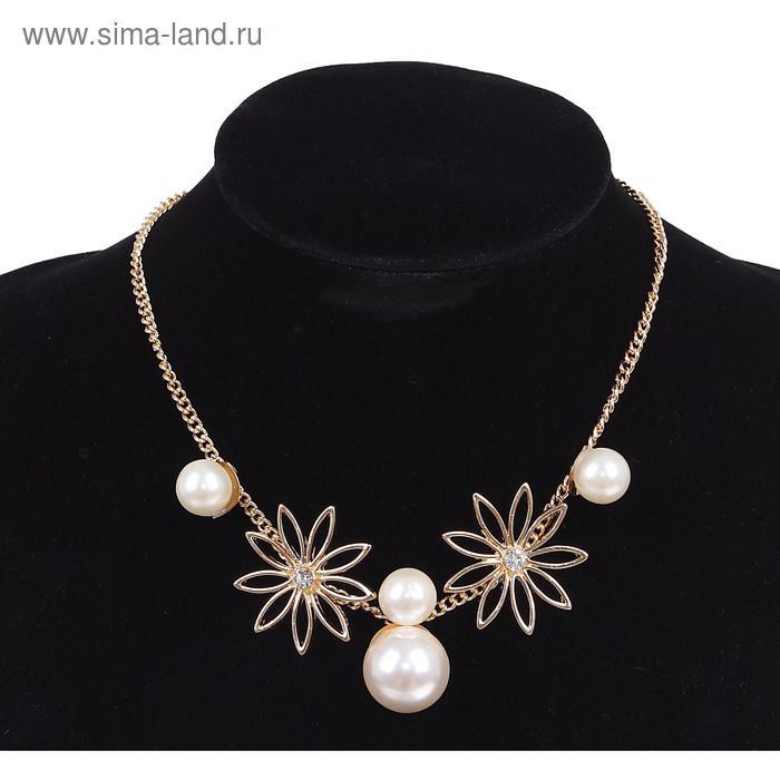 Колье «Цветы жемчужные», цвет белый в золоте - Фото 1