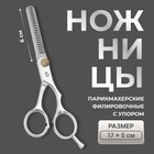 Ножницы филировочные с упором, лезвие — 6 см, серебристые - Фото 1