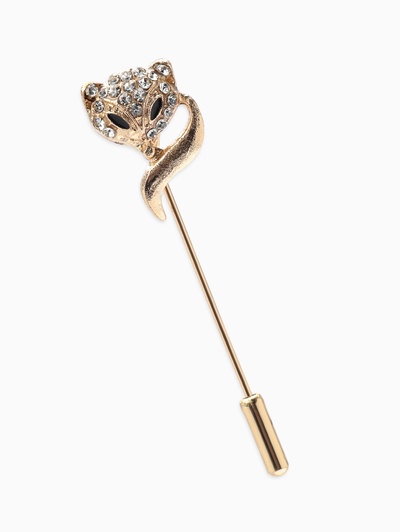 Булавка «Лиса», 5 см, белая в золоте