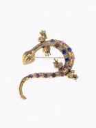 Брошь «Ящерица в стразах» цветная в чернёном золоте - Фото 1