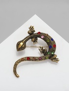 Брошь «Ящерица в стразах» цветная в чернёном золоте - Фото 7