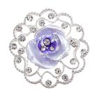 Брошь "Цветок" роза, цвет бело-фиолетовый в серебре - Фото 1