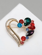 Брошь «Сердце» в самоцветах, цветная в золоте - Фото 6