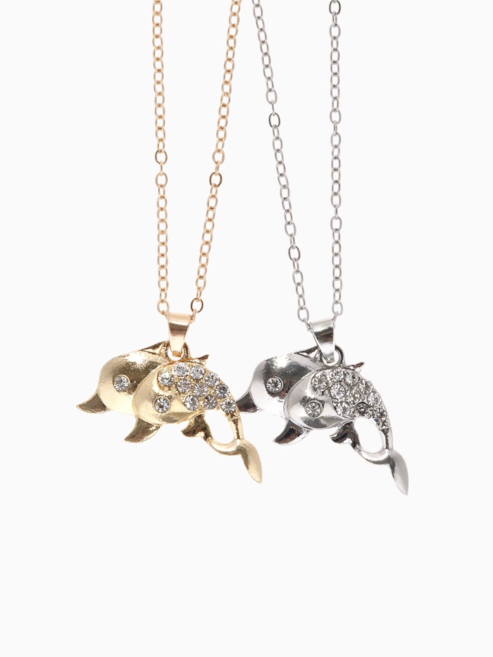 Кулон на цепочке «Дельфины в паре», МИКС, L=40 см - Фото 1
