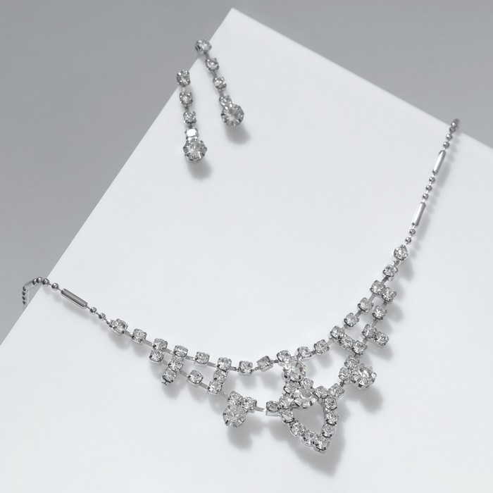 Набор 2 предмета: серьги, колье Wedding, цвет белый в серебре, 45 см - Фото 1
