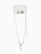 Набор 2 предмета: серьги, колье «Легкий флирт», дождик, белый в серебре, 40 см  (артикул 1254799)  большой выбор товаров оптом и в розницу по низким ценам с доставкой