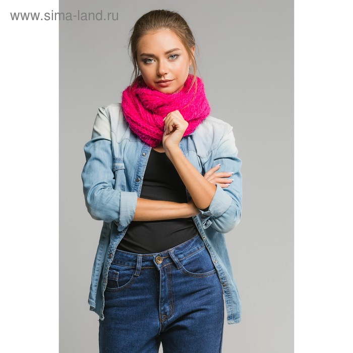 Шарф хомут "Нежность", размер 25х130 см, цвет фуксия - Фото 1