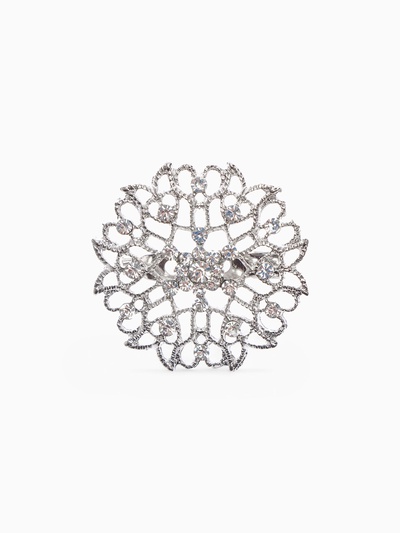 Брошь «Ажурная», форма МИКС, белая в серебре