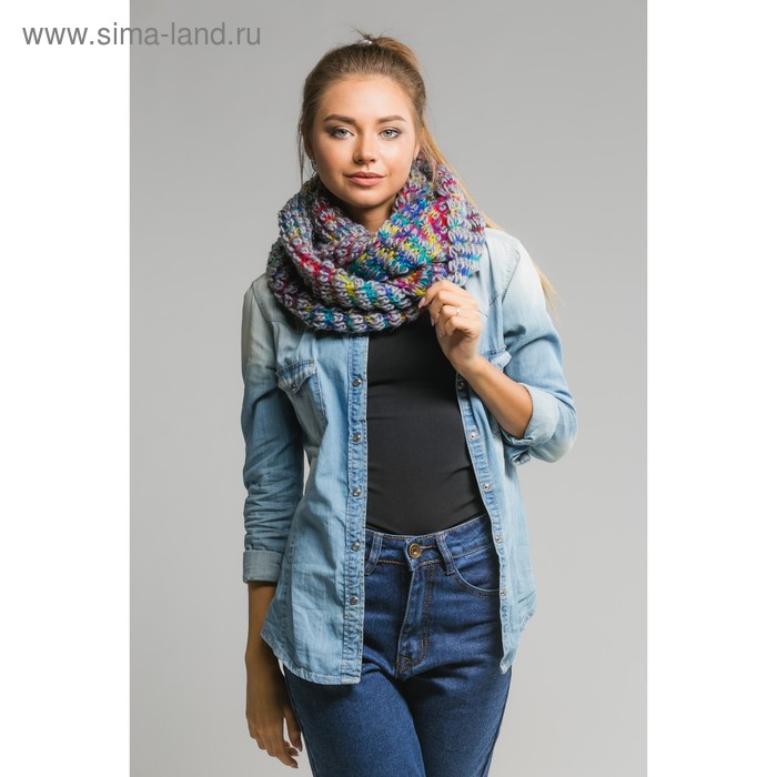 Шарф хомут "Феерия", размер 30х140 см, цвет серый - Фото 1
