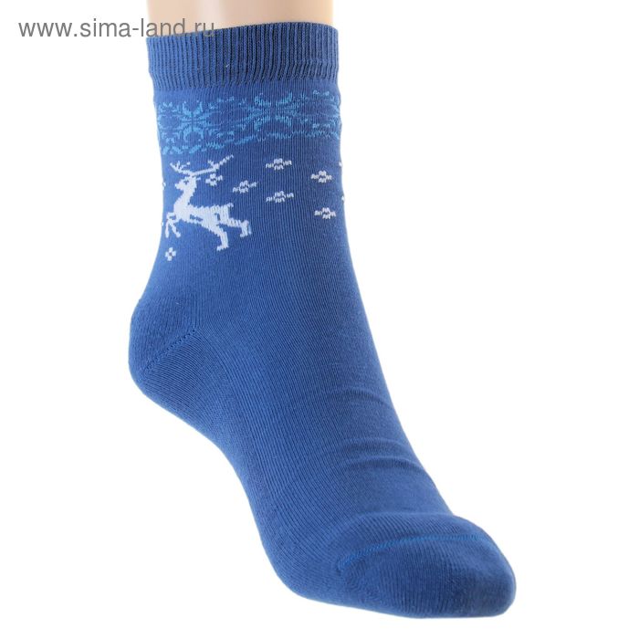 Носки детские плюшевые ПЛС107-2055, цвет васильковый, р-р 22-24 - Фото 1