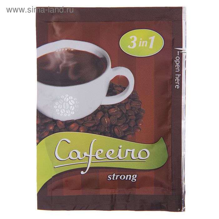 Кофейный напиток Cafeeiro, 3 в 1 Strong крепкий, 20 г - Фото 1