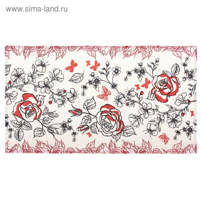Полотенце вафельное Розы 34*64 см,100% хлопок 160 гр/м - Фото 1