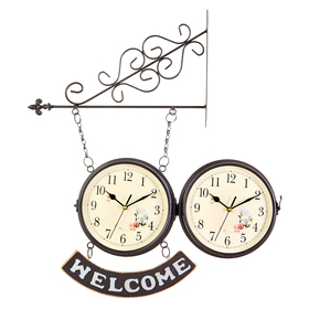 Часы настенные двусторонние, на подвесе WELCOME, плавный ход, циферблат d-20 см, 55×36 см 1252078