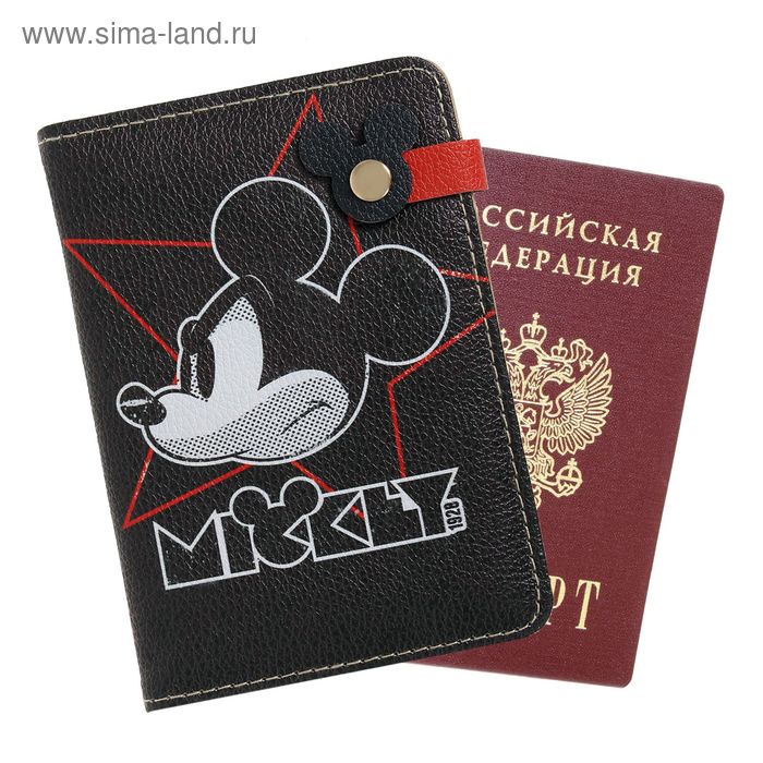 Обложка для паспорта на заклепе "Mickey", Микки Маус - Фото 1