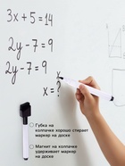 Набор маркеров для доски Calligrata, 4 штуки, узел 2 мм, с магнитом, с губкой, водные, чёрные - Фото 3