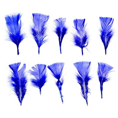 Набор перьев для декора 10 шт., размер 1 шт: 10 × 4 см, цвет синий