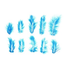 Набор перьев для декора 10 шт., размер 1 шт: 10 × 2 см, цвет голубой Ош