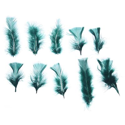 Набор перьев для декора 10 шт., размер 1 шт: 10 × 4 см, цвет темно зелёный