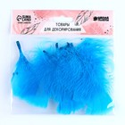 Набор перьев для декора 10 шт., размер 1 шт: 10 × 4 см, цвет голубой - фото 8271134