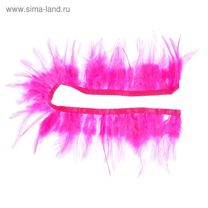 Лента перьев для декора, размер 1 шт: 50 × 9 см, цвет ярко розовый - Фото 1