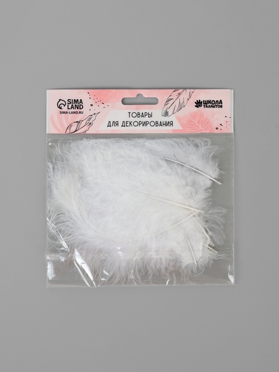 Набор перьев для декора 10 шт., размер 1 шт.: 10×2 см, цвет белый