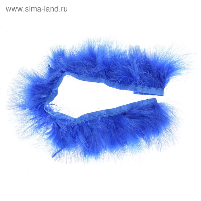 Лента перьев для декора, размер 1 шт: 50 × 6 см, цвет синий - Фото 1