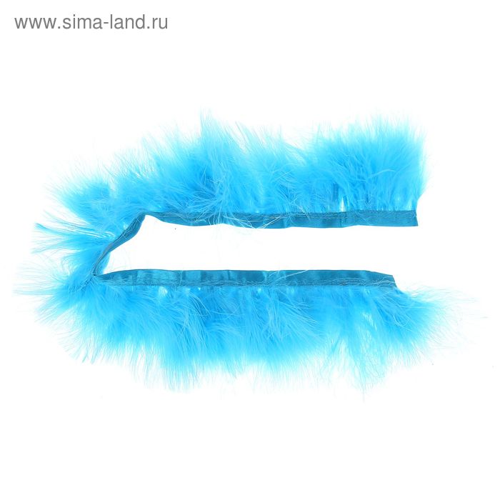 Лента перьев для декора, размер 1 шт: 50 × 6 см, цвет голубой - Фото 1