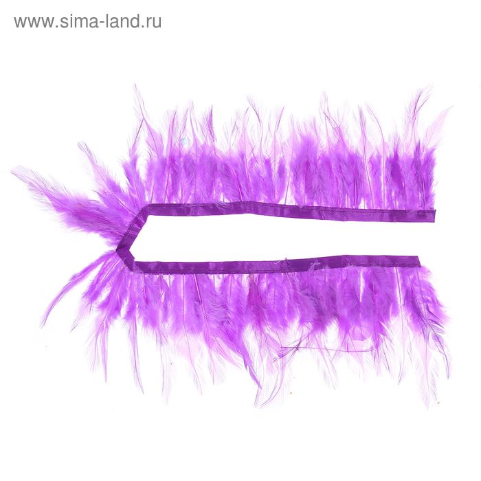 Лента перьев для декора, размер 1 шт: 50 × 9 см, цвет фиолетовый - Фото 1