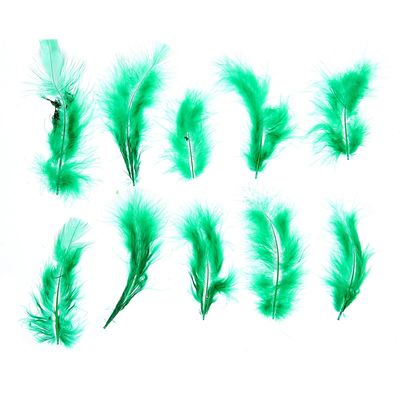 Набор перьев для декора 10 шт., размер 1 шт: 10 × 2 см, цвет зелёный