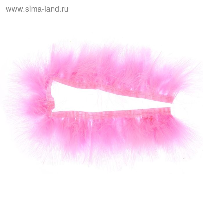 Лента перьев для декора, размер 1 шт: 50 × 6 см, цвет розовый - Фото 1